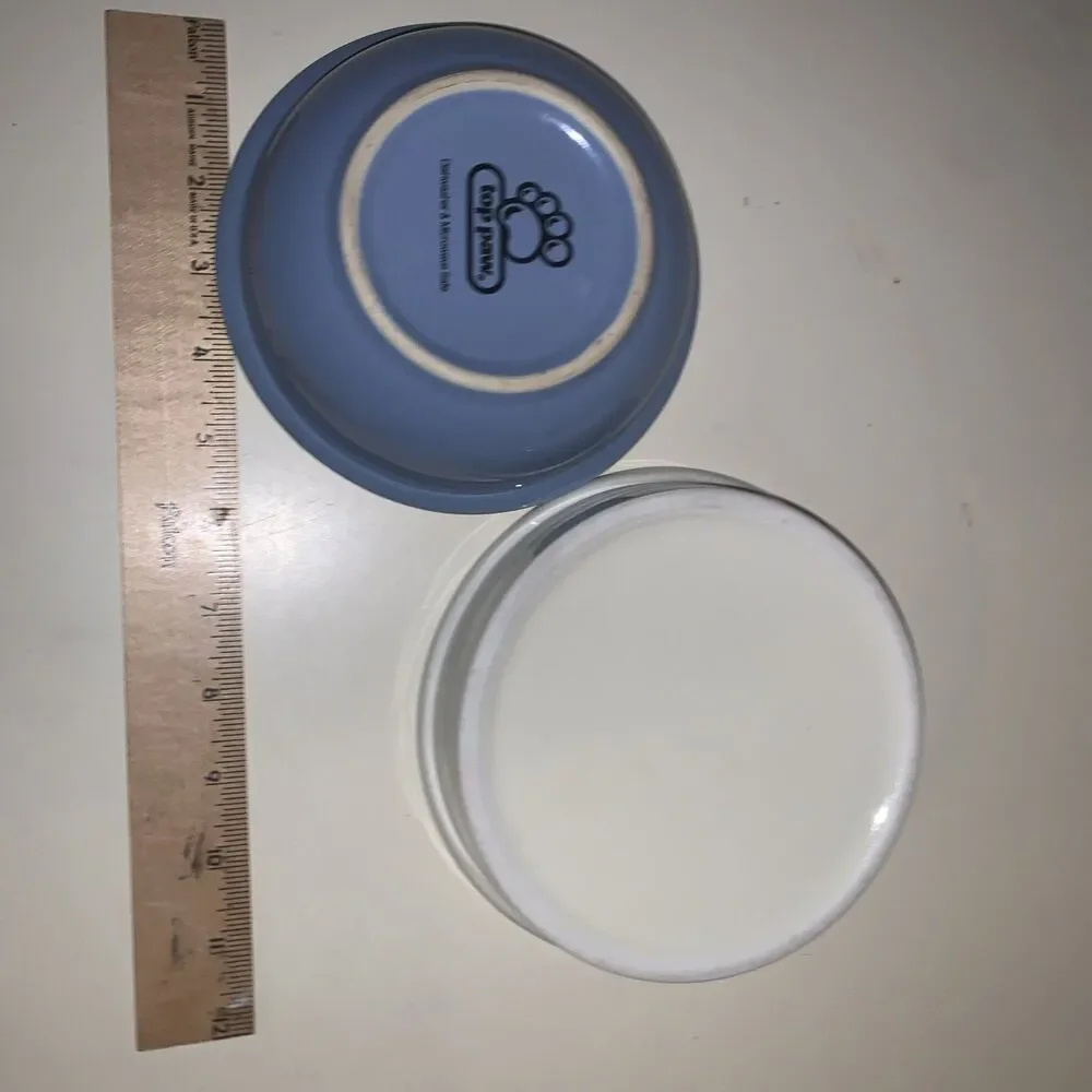 Ceramic Top Paw Dog Chow Bowl, & Water Dish  D/W & Micro Safe - EUC